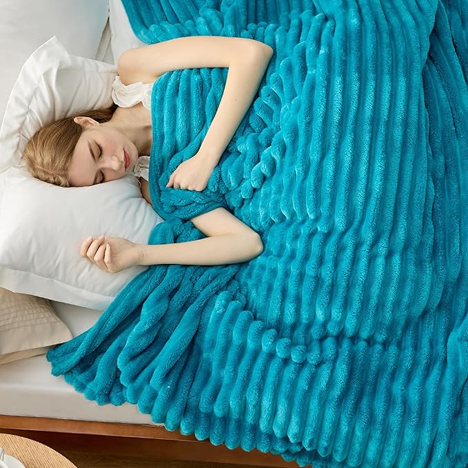 Bedsure GentleSoft Teal Fleece Blanket for Couch - Cozy Soft Blankets for Women, Cute Small Throws for Girls, 90x90 Inches
