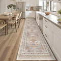 3x14 Runner Rug for Hallway, Non-Slip Long Kitchen Mats for Floor, Vintage Washable Rug for Entryway, Soft Hallway Runner for Dining Room, Bedroom, Living Room(Orange,3'x14')