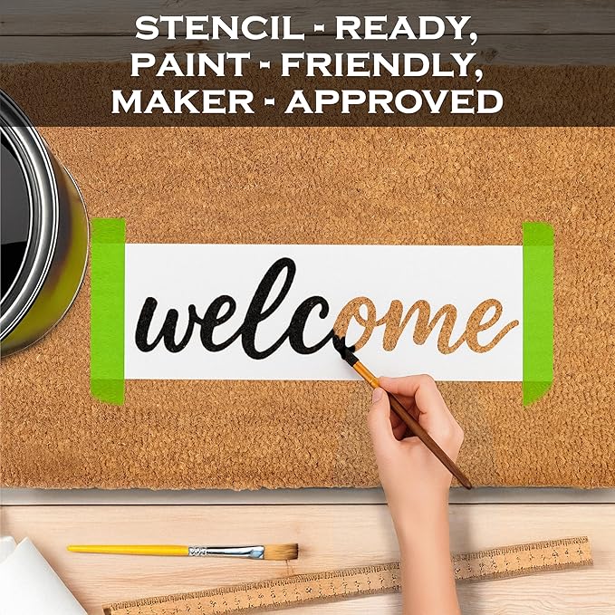 MAINEVENT Blank Mat 48x24 Inch, Plain Oversized Doormat for Covered Outdoor Area, Extra Large Long Welcome Mat w/Non-Slip PVC Backing for Double Door