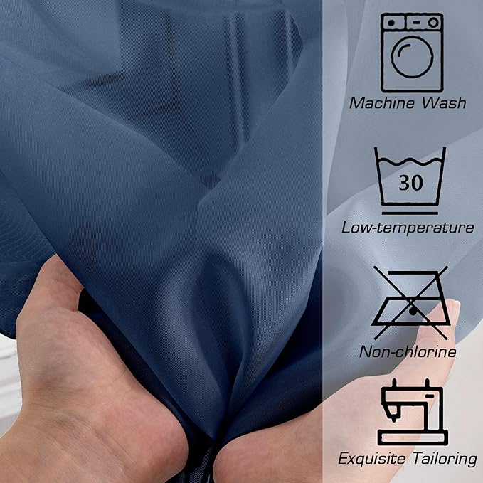 OWENIE Blue Sheer Curtains, Sheer Curtains 78 inches Long 2 Panels Set, Rod Pocket Voile Fimly Sheer Drapes for Living Room/Bedroom, 2pcs, Each 42" W x 78" L, Navy Blue