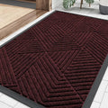 Smiry Front Door Mat Outside Entrance, Heavy Duty Sturdy Natural Rubber Doormat, Trap Dirt and Moisture, Easy Clean Low Profile Welcome Floor Mats for Indoor Outdoor Entry, 35X23 Inch, Dark Red