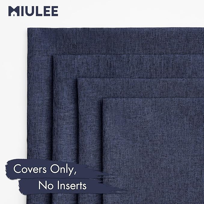 MIULEE Pack of 4 Decorative Outdoor Throw Pillow Covers Linen Waterproof Pillow Covers Farmhouse Cushion Cases for Patio Garden Tent Balcony Couch Sofa 18x18 inch Navy