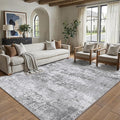 PureCozy 6x9 Grey Area Rug Washable Modern Abstract Living Room Carpet Non Slip Neutral Low Pile Soft Contemporary Gray Bedroom Large Rug Indoor Office Dining Room Playroom