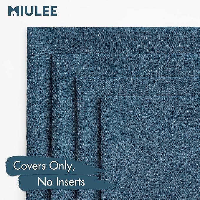 MIULEE Pack of 4 Decorative Outdoor Throw Pillow Covers Linen Waterproof Pillow Covers Farmhouse Cushion Cases for Patio Garden Tent Balcony Couch Sofa 18x18 inch Navy Blue