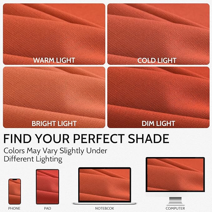 Nanspring Bright Orange Linen Blend Light Filtering Back Tab Curtains 96 Inches Long, Semi Sheer Privacy Drapes for Living Room & Bedroom, 52x96 inch, 2 Panels