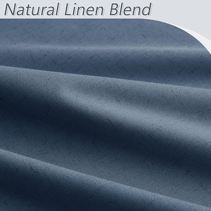 Guken 100% Blackout Curtains 84 Inch Length 2 Panels Set for Living Room Bedroom Back Tab Thermal Insulated Black Out Linen Drapes Room Darkening Window Curtains 84 Inches Long,Denim Blue