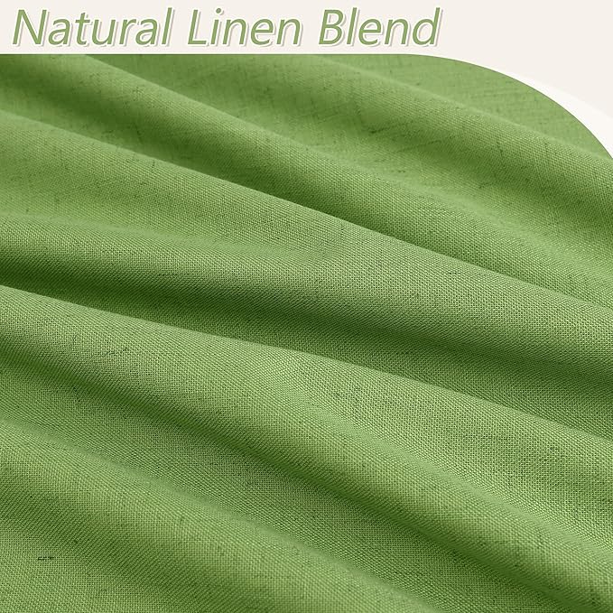 Guken 100% Blackout Curtains 84 Inch Length 2 Panels Set for Living Room Bedroom Back Tab Thermal Insulated Black Out Linen Drapes Room Darkening Lime Green,52x84