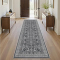 Washable 2x8 Runner Rug - Non Slip Vintage Kitchen Runner Rugs Low-Pile Distressed Long Rugs for Hallway Waterproof Indoor Carpet for Living Room Bedroom Entryway 2x8 Black
