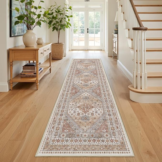 Kitchen Runner Rug Non Slip Washable 2.5x8, Soft Low Pile Entryway Rug Runners for Hallways,Carpet Runner for Living Room,Kitchen, Laundry, Bathroom(Orange,2.5'x8')
