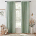 RYB HOME Sage Green 100% Blackout Curtains 90 inches Long, Thermal Insulated Linen Texture Drapes for Bedroom/Living Room, Elegant Farmhouse Curtains Back Tab&Rod Pocket, W52xL90, 2 Panels