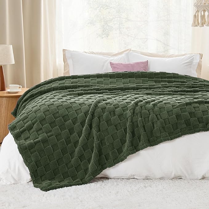 Bedsure GentleSoft King Size Blanket for Bed - Super Soft Cozy Blankets for Kids Girls, Large Fuzzy Fleece Throw for Bedroom Decor, Olive Green,108x90 Inches