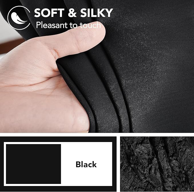 Deconovo Blackout Curtains, Thermal Insulated, W42 x L63 2 Panels, Back Tab, Machine Washable, Room-Darkening Drapes for Bedroom/Living Room Black