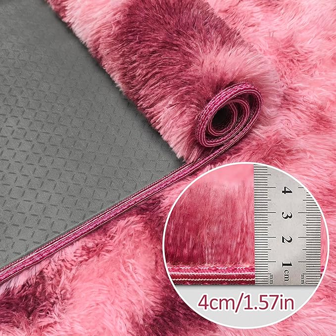 Tie-Dyed Red 3x10 Machine Washable Runner Rugs for Hallway Soft Fluffy Shaggy Bedside Rugs for Bedroom Living Room Indoor Floor Carpet for Kids Girls and Boys Nursery Rooms Home Decor Aesthetic
