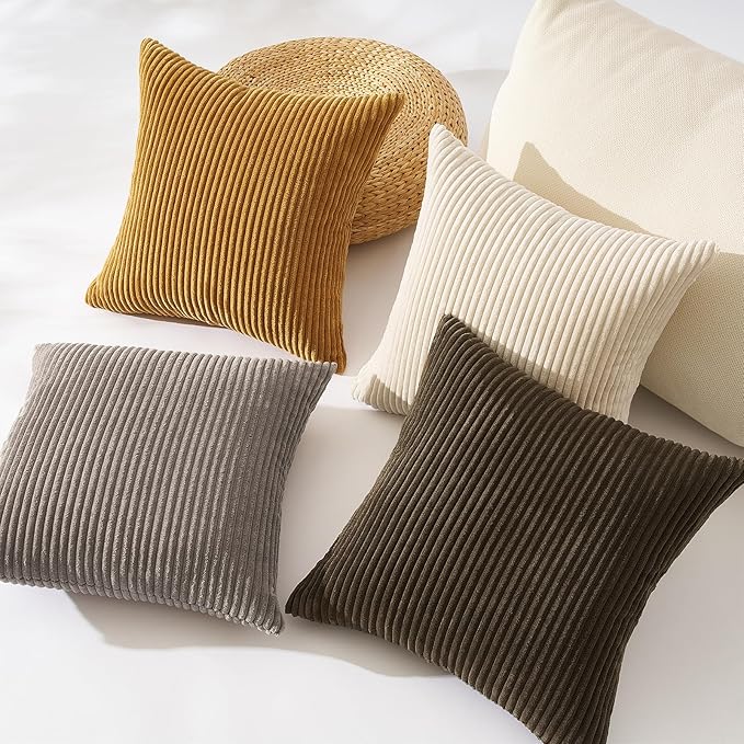 Topfinel Decorative Brown Throw Pillow Covers Cushion Cases, Set of 4 Soft Velvet Modern Double-Sided Designs Terracotta Home Decor ，Fall Style Throw Pillows 20x20 inches