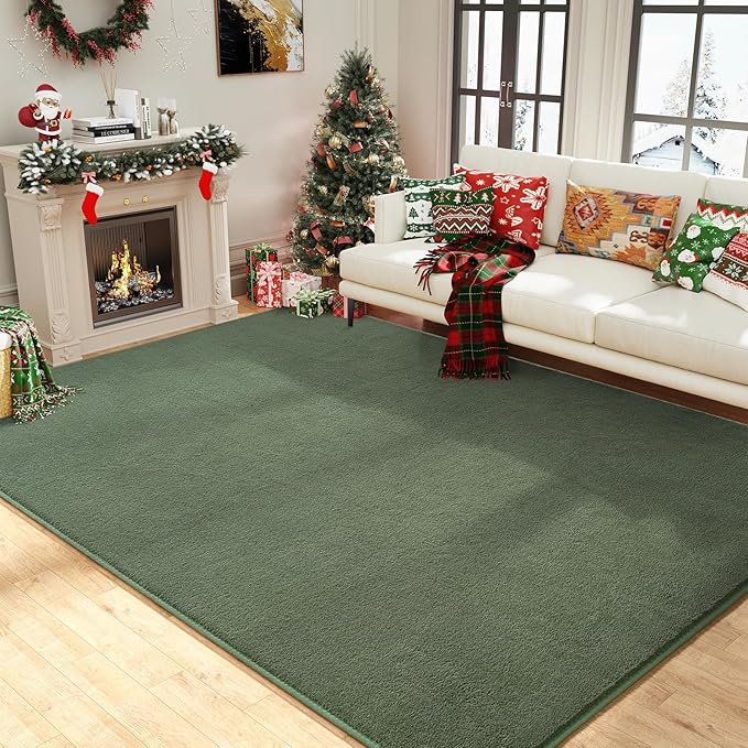 Amearea Large Modern Area Rugs for Bedroom Living Room, 5x8 Feet Sage Green Thickened Memory Foam Rug, Fluffy Indoor Washable Rugs Non Slip Minimalist Carpet for Boys Girls Dorm Nursery Room Decor