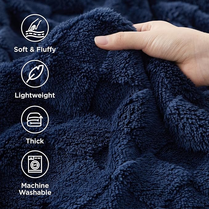 Bedsure GentleSoft King Size Blanket for Bed - Super Soft Cozy Blankets for Kids Girls, Large Fuzzy Fleece Throw for Bedroom Decor, Navy,108x90 Inches