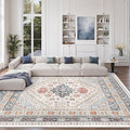 zesthome 9x12 Area Rugs for Living Room,Non-Slip Backing Washable Rugs,Vintage Large Area Rug，Stain Resistant Home Decor Rug (Multi,9'x12')