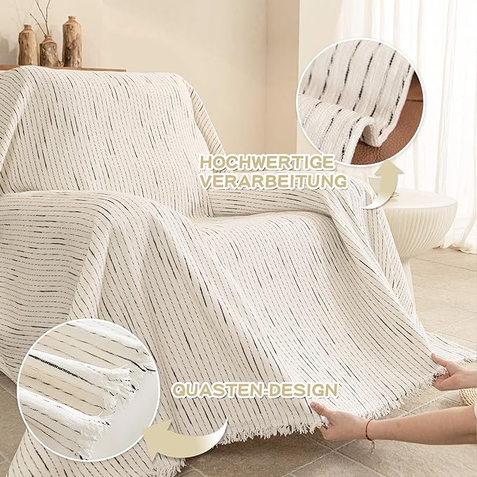 MYSKY HOME Chair Covers Armchair, Recliner Chair Cover Beige Couch Cover, Sofa Covers for Sectional Sofa L Shape Oversized Couch Covers Protector for Dogs Pets Couch Throw Slipcover Washable, 71"X91"