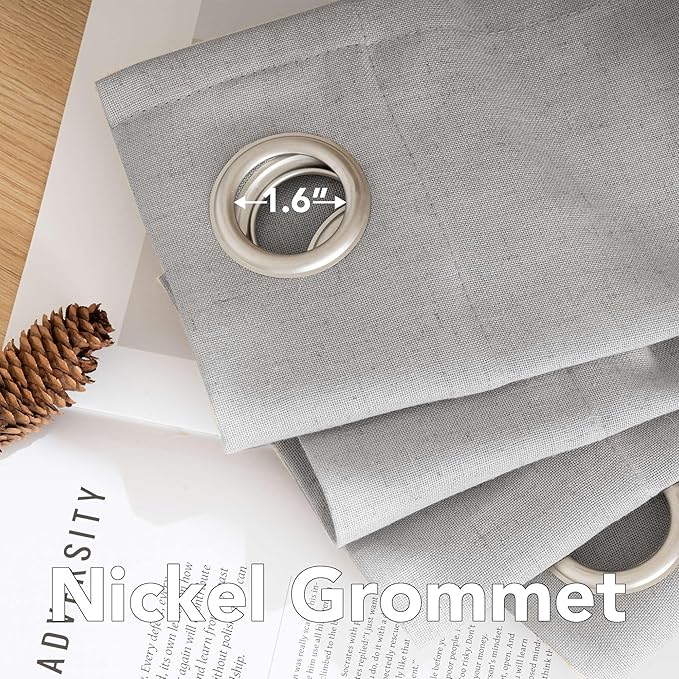 H.VERSAILTEX 2 Pack Ultra Luxurious High Woven Linen Elegant Semi Sheer Curtain Panels Light Reducing Privacy Panels Drapes, Nickel Grommet Curtain Set, Extra Long 52x108-Inch, Dove