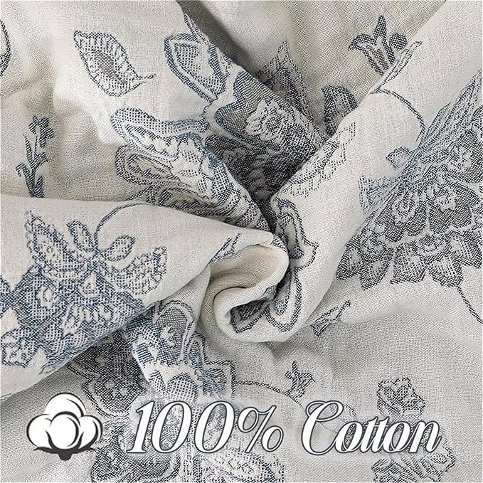 MSGKV Spring Throw Blanket 100% Cotton 60''x 80'', Versatile Woven Soft Decorative Blankets for Chair Bed Sofa Couch Bedroom Living Room