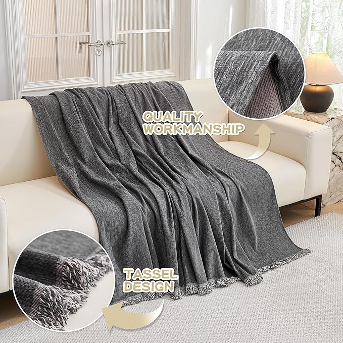 MYSKY HOME Oversized Couch Cover Sofa Covers Couch Covers for 3 Cushion Couch Sofa Pet Friendly L Shaped Sectional Couch Cover Non Slip Furniture Protector for Kids, 91"x150", Dark Grey