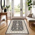Washable 3x4 Entryway Runner Rug - Non-Slip Rugs for Kitchen Bedroom Beside Laundry Room Hallway Bathroom Soft Low-Pile Stain Resistant Pet & Kids Friendly Floor Carpet (Black, 3X4)
