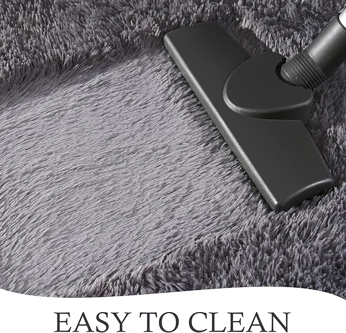 Chicrug Soft Runner Rugs for Bedroom Living Room Plush Fluffy Rugs 2x6 Feet, Shag Furry Area Rug Carpet Non Shedding for Nursery Children Kids Girls Room Home Decorative,Coal Grey