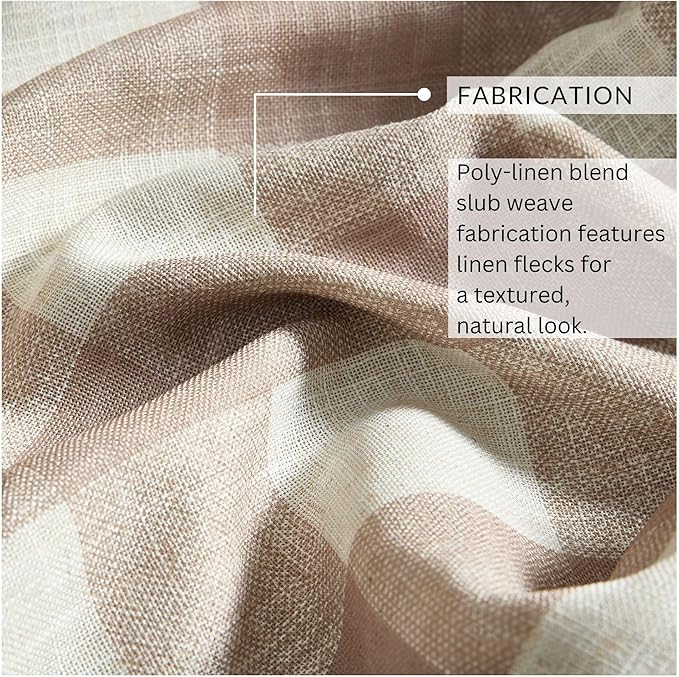 Elrene Home Fashions Farmhouse Living Grainger Buffalo-Check Blackout Window Curtain, Living Room and Bedroom Drape with Rod Pocket Tabs, 52" x 95", Linen, 1 Panel