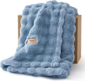 Bedsure 3D Fleece Bubble Blanket for Couch - GentleSoft Blue Twin Blanket for Sofa Bed Room Decor - Luxury Soft Cozy Gifts for Kids, Lightweight, All Seasons, Celestial Blue, 60"×80"
