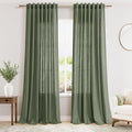 Nanspring Olive Green Linen Sheer Curtains for Living Room 2 Panels Set 98 Inch Length Back Tab Light Filtering & Breathability Semi Sheer Curtain Drapes for Bedroom 52x98