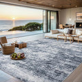 Area Rugs 10x14 Living Room - Washable Rug Modern Abstract Soft Large Neutral Non-Slip Carpet Indoor Floor Thin Carpets for Bedroom Dining Room Farmhouse Nursery Home Office Grey Blue