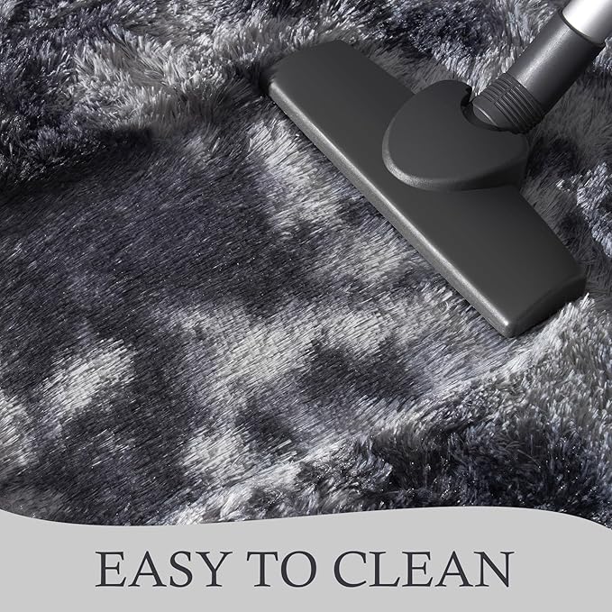Chicrug Soft Runner Rugs for Bedroom Living Room Plush Fluffy Rug 2x8 Feet, Shag Furry Area Rug Carpet Non Shedding for Nursery Children Kids Girls Room Home Decorative, Grey and Black