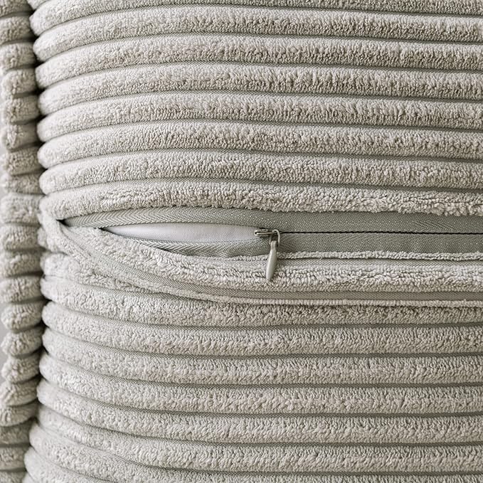MIULEE Light Grey Corduroy Lumbar Pillow Covers 12x20 Inch 12x20 Inch with Splicing Set of 2 Soft Boho Pillow Covers Broadside Decorative Textured Pillowcases for Couch Bed Livingroom