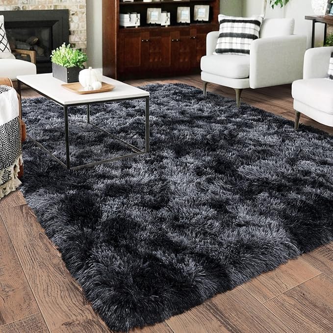Rugs for Bedroom 4x6, Soft Shaggy Modern Shag Area Rug for Living Room, Upgrade Non-Slip Plush Fluffy Carpet for Kids Boys Girls Room Home Decor Aesthetic, Dark Grey