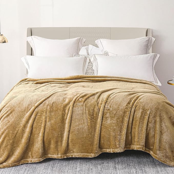 Exclusivo Mezcla Plush Fuzzy Fleece Bed Blanket King Size, Super Soft, Fluffy and Warm Blankets for Couch, Bed, All Season (Brown, 90x104 inches)