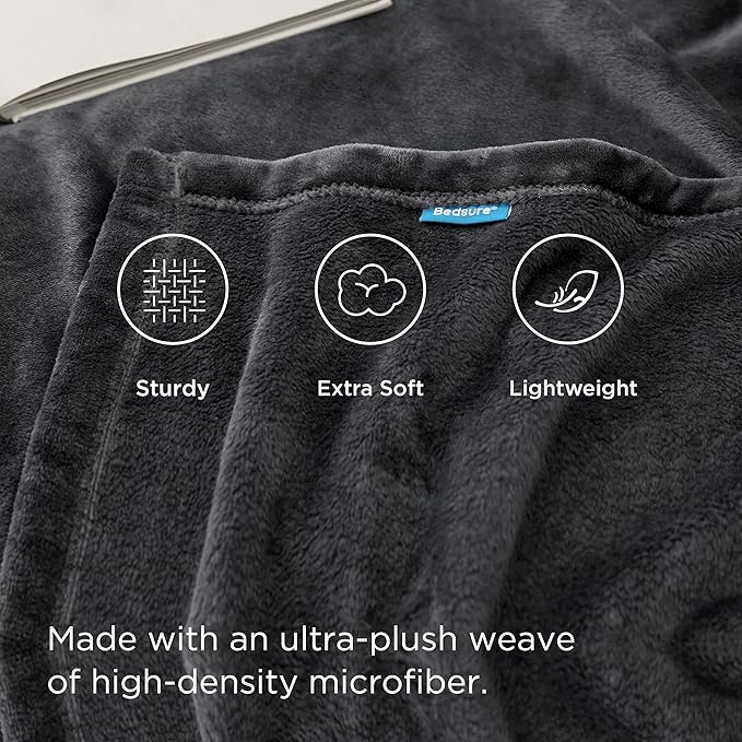 Bedsure GentleSoft Fleece Blankets Queen Size Dark Grey - Bed Blanket Soft Lightweight Plush Fuzzy Cozy Luxury Microfiber, 90x90 inches