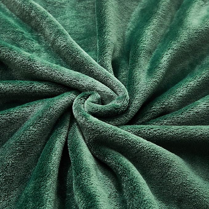 TASTHROW Large Flannel Fleece Throw Blanket, 60×80 Inch - Cozy Lightweight Thick Blanket - All Seasons Suitable for Women, Men and Kids (Dark Green)