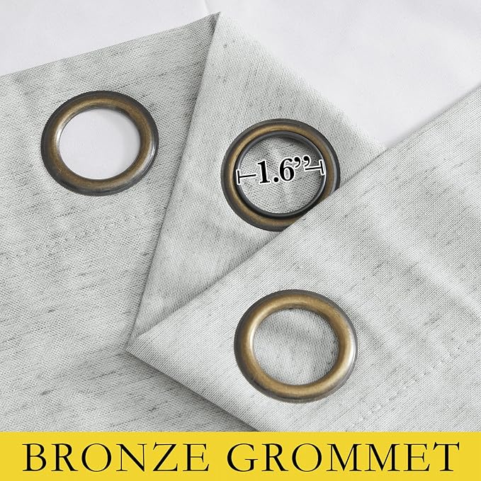 NICETOWN Grey 100% Blackout Curtain Panels, Set of 2, 34" Wide by 48" Long, Thermal Insulated White Thermal Insulated Liner Drapes for Nursery, Noise Reducing and Heat Blocking Drapes for Windows