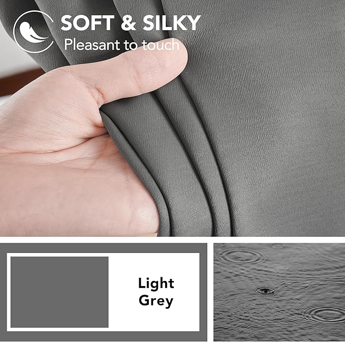 Deconovo Blackout Curtain Panels Window Draperies Rod Pocket/Back Tab Curtains Thermal Insulated Blackout Curtains for Bedroom 52Wx84L Inch Light Grey 2 Panels