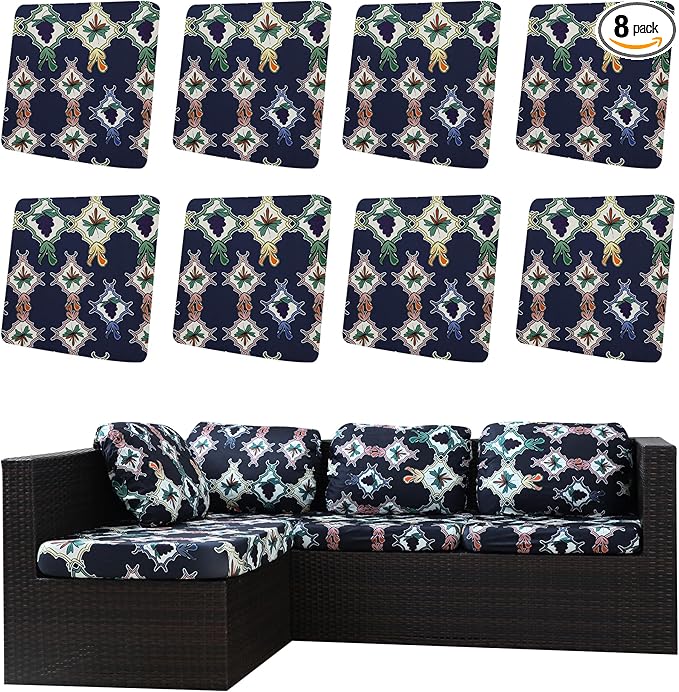 Outdoor Cushion Covers Set,8PCS Patio Furniture Couch Seat Slipcovers, Replacement for Sofa Sectional Chair(Cover，Only)
