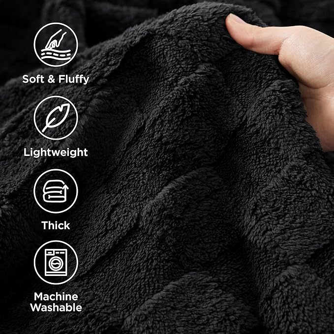 Bedsure GentleSoft Black Throw Blanket for Couch - Checkered Fleece Blankets Gifts for Kids Girls, Cute Soft Cozy Throw for Bedroom Home Decor Gifts, 50x60 Inches