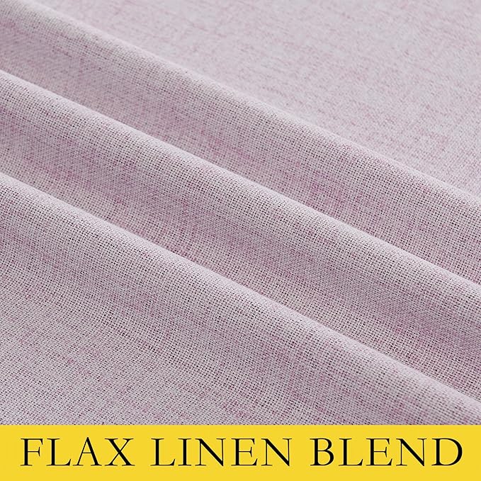 NICETOWN Pink Vintage Linen 100% Blackout Curtains for Living Room, Thermal Insulated Curtains 95“ Long, Noise Reducing Window Treatment Drapes for Home Office, 62" Wide Per Panel, Set of 2