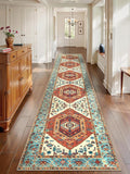 SERISSA Runner Rug for Hallways, 2'6"x14' Washable Non Slip Kitchen Runner Rug, Extra Long Boho Rug Ultra Soft Vintage Orange Print Floor Carpet for Bedroom Hallway Entryway Bathroom Laundry Room
