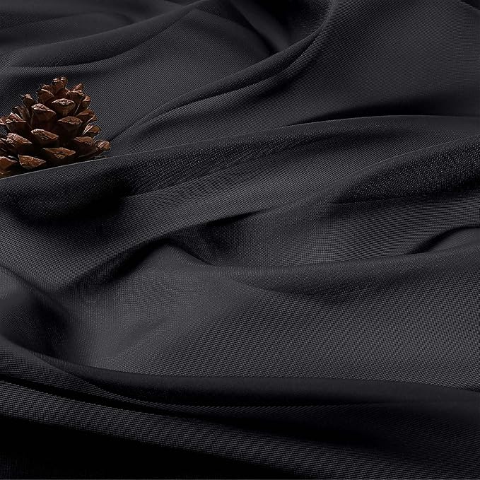 OVZME Black Sheer Curtains 120 Inches Long 2 Panels Set, 59 Inch Extra Wide Soft Airy Lightweight Sheer Curtains for Living Room, Farmhouse Voile Filmy Rod Pocket Drapes, 59Wx120L Inches