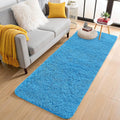 OLANLY 2x8 Machine Washable Runner Rugs for Hallway, Soft Fluffy Shaggy Bedside Rugs for Bedroom, Living Room, Indoor Floor Carpet for Kids Girls and Boys, Home Decor Aesthetic, Bright Blue