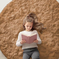 OLANLY Khaki Round Rugs for Bedroom - Machine Washable, 5 ft Circle Area Rugs for Living Room, Soft and Fluffy Shaggy Carpet for Teen Girl and Boys, Nursery Rooms, Dorms, Home Decor Aesthetic