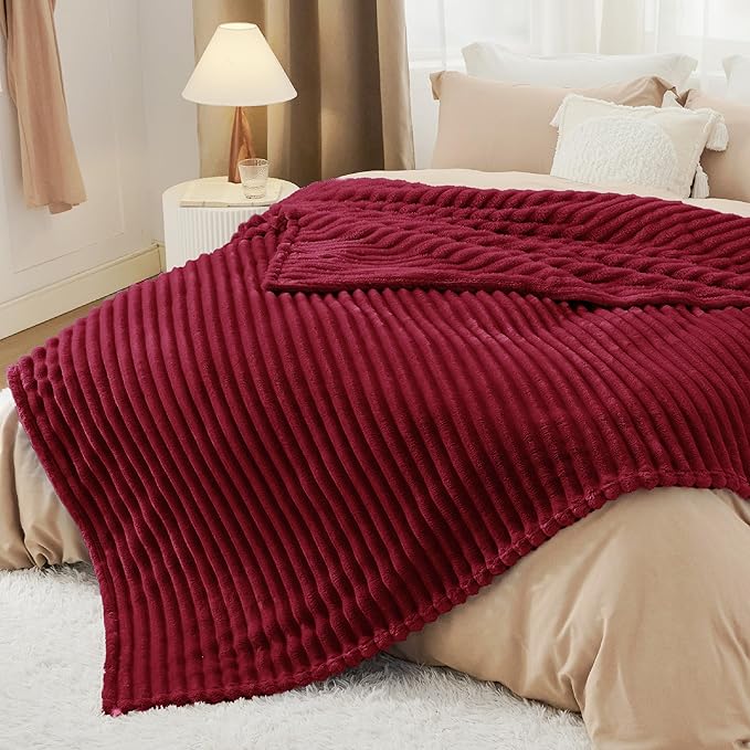Bedsure GentleSoft Red Fleece Blanket for Couch - Cozy Soft Blankets for Women, Cute Small Throws for Girls, 108x90 Inches