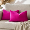 GIGIZAZA 12x20 Hot Pink Pillow Covers Velvet Lumbar Pillow Decorative Throw Pillows Couch Sofa Covers Bedroom Set of 2