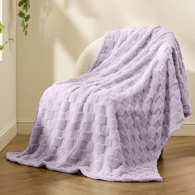 Bedsure GentleSoft Lavender Fog Throw Blanket for Couch - Super Soft Cozy Blankets Gifts for Kids Girls, Cute Small Fleece Throws for Bedroom Home Decor, 50x70 Inches