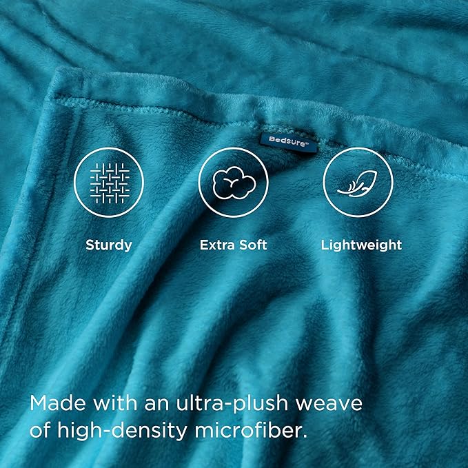 Bedsure GentleSoft Fleece Blanket Twin Size Teal - 300GSM Lightweight Plush Fuzzy Cozy Soft Warm Blanket for Bed, Sofa, Couch, Travel, Camping, 60x80 inches